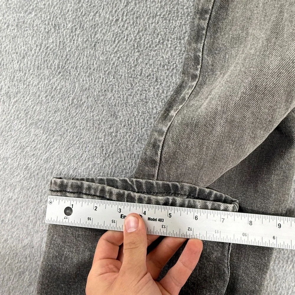 Levi's 502 Slim Straight Jeans Mens 38x32 Gray Acid Wash Stretch Denim